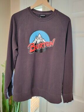 Burton Mens Retro Mountain Charcoal Grey Crew Sweatshirt, Size Mens Medium